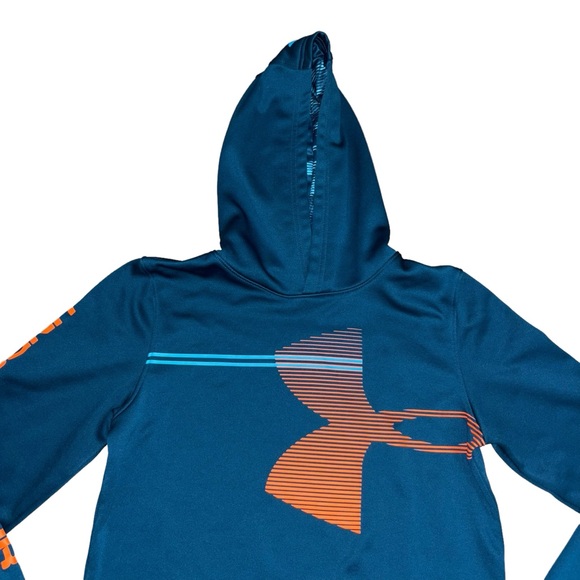 Under Armour ColdGear Fleece Logo Hoodie Gray Boy’s Youth Size YXL - Picture 2 of 5